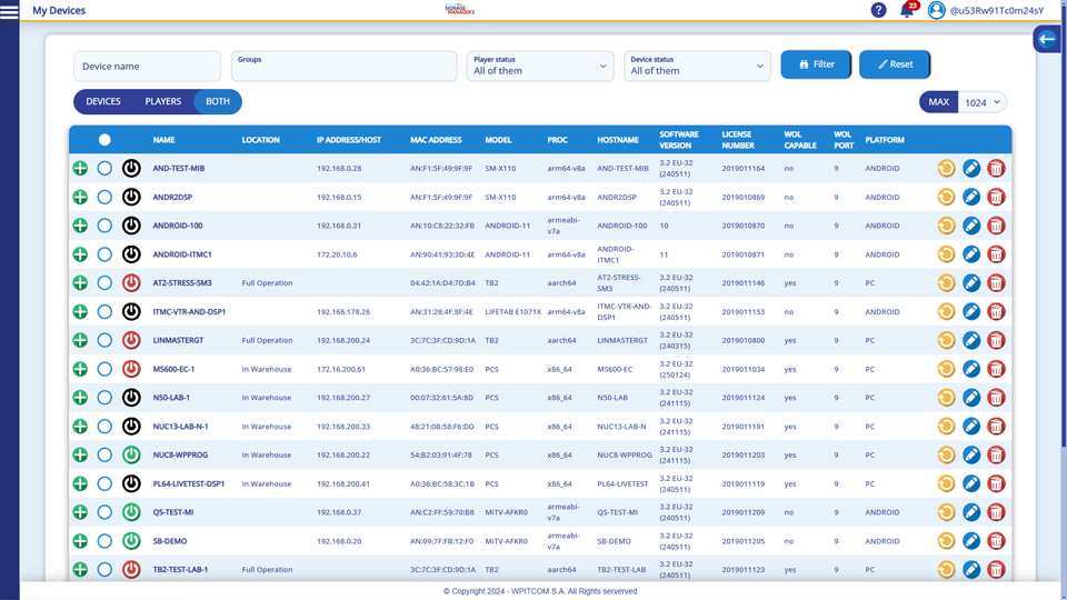 WPITCOM Signage Manager 3 - Gestion de dispositivos locales