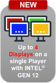 Signge Suite 3 supports INTEL(R) Gen 12 with up to 4 independent screens Signge Suite 3 supports INTEL(R) Gen 12 with up to 4 independent screens