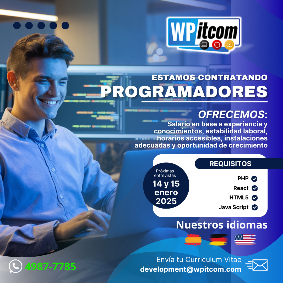 WPITCOM - Buscamos programadores adicionales para nuestro equipo